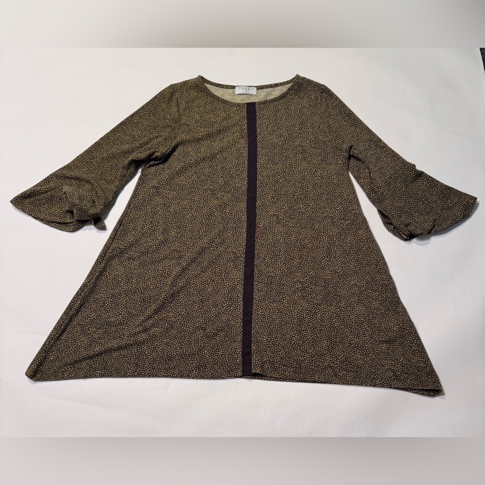 Terra by SJ Apparel Tunic Top Women’s Black Beige Bell Sleeves Medium